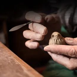 Faca de escultura de duas cabeças Manganês em forma de aço em forma de salgueiro Faca de plástico de barro pequeno raspador de pá