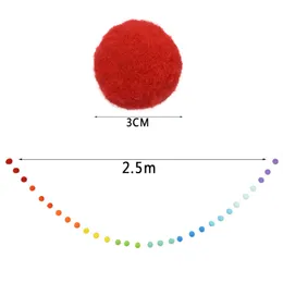 2,5 m bunte Filz Banner/DIY Pompoms Ball Girlands Babypteufer Geburtstag Bunting Mennant Hochzeit Girland Flaggen Partyzubehör