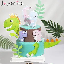 Dinosaurie tema fest tårta topper dinosaurie djungel safari födelsedagsfest dekorationer pojke baby shower dino fest kaka dessert dekor