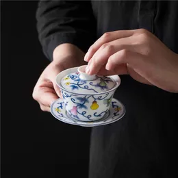 125 ml de dehua calabash porcelana branca gaiwan tigela de cerâmica pastoral de videira com lid sancai xícara de chá sopera kung fu wearware