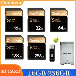 Cartões OneFavor SD Card 16GB 32GB 128GB 256GB U3 SDHC Memória SmartCard 90MB/S Para câmera Canon Nikon com cartão PCMCIA adaptador