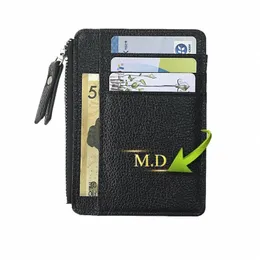 Benutzerdefinierte Name Mini -ID -Kartenhalter Busin -Kreditkartenhalter Zipper Kleiner Geldbeutel Organisator Hülle Beutel Wallet Mey für Männer Wome P2X4#