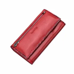 연락처의 진정한 가죽 여성 지갑 LG FI 지갑 뱀 패턴 2 스타일 큰 용량 Phe Bag Coin Pocket Card Holder B4Q6#