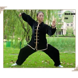 Martial Arts Clothing Gold Velvet Thickening Tai Chi Clothing Uniforms Unisex Taiji Suits Tai Chi Uniforms Kung Fu