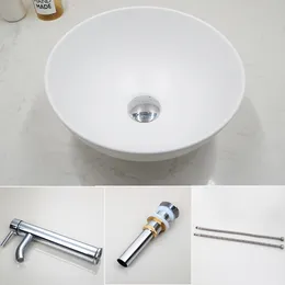 Kemaidi Ceramic Wash Basin Small Home Art Basin Sink Faucets Set Simple Balcony White Black Basin Faucet w/Drain