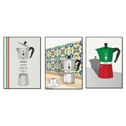 Bialetti Vietri Moka Pot Print |Эспрессо -производитель |Итальянский плакат |Кухонная стена искусство |Итальянский кухонный принт |Кофе подарок