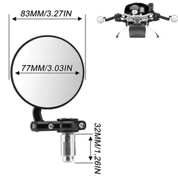 2 par de alumínio Motocicleta universal espelhos de 3 polegadas barra dobrável redonda espelho lateral para Honda Scooter Suzuki Yamaha Kawasaki