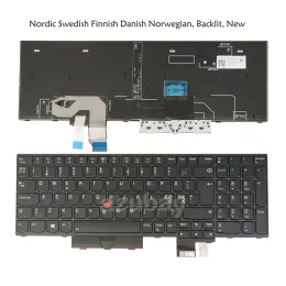 Klawiatury Laptop podświetl się klawiatura dla Lenovo Thinkpad P15 / P17 / T15G Gen1 20Ur 20Us 20st 20SU 20Sn 20sq Szwedzki fiński duński norweski