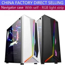 Towers China Factory Direct Selling, Midtower Computer Case med RGB LED Strip, ATX ,, ITX, 7 PCI Slots, USB 2.0/3.0 PC Gamer