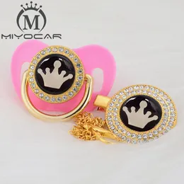 Miyocar Gold Crown Lovely BeautifulFold Bling Bling Crown Pacifier and Pacifier Clip BPA Free Dummy BlingユニークなデザインGCR-08/9