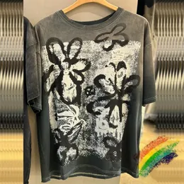 T-shirt per graffiti a fiori lavati uomini donne a maniche corte di alta qualità maglietta