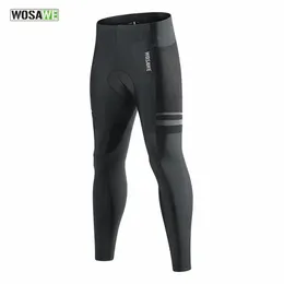 Wosawe Men's Cycling Pants 3D vadderad vägcykel reflekterande tights andningsbara cykel långa leggings Ciclismo Mountain Mtb byxor