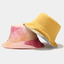 Multicolor Tie Dye Buket Hat For Women Sun Protection Caps Ladies Girls Floppy Bucket Caps Printing Hip Hop Hats240410