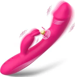 G-spot Rabbit Vibrator Clitoral Stimulator - Realistic Dildo Vaginal Anal Massager with 5 Vagina Tapping Features 10 Vibration Modes Adult Sex Toys for Women(Red)