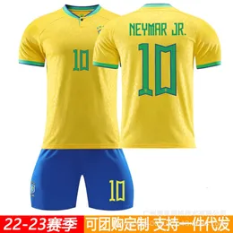 Soccer Jerseys 2223 Brasiliansk landslagströja storlek 10 Neymar Children's Adult Football Kit Training Set