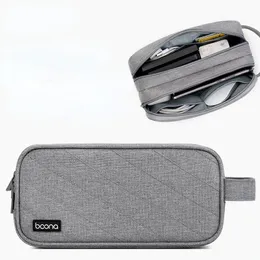 Bolsa de armazenamento de cabos de camada dupla de Oxford Viagem Digital USB Gadget Organizador Fios de armazenamento Kit de bolsa de armazenamento Acessórios de estojo