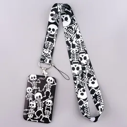 Halloween Skull Certential Holder Lanyard för Key ID Card Gym mobiltelefonremmar USB Badge Holder Diy Neck Rem Hang Rope