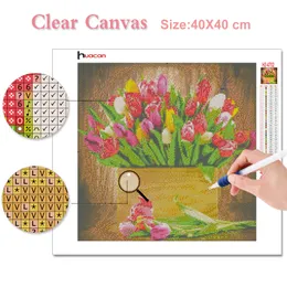 Huacan 5d Diamond Painting With Square Rhinestones Vase Diamond Embroidery Cross Stitch Mosaic Flower Needlework