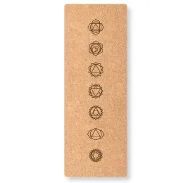 TPE Yoga Mat Rugs, Customized Pattern Available, Natural Cork, 5mm Thickness, 72x24 in