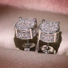 Unisex Studs Yellow White Gold Plated Sparkling CZ Simulated Diamond Earrings for Men Women nice
