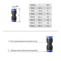 1PCS PU Tipo de ajuste pneumático Conectores de gás