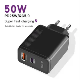 50W Super Fast Charger qc5.0 Rápido de carga rápida tipo C Adaptador de carregador PD para samsung s24 iphone 15 xiaomi tablets telefone