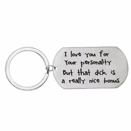 Keychains 12pc Lot I Love You Keychain Tag Dog Tag Stainless Keyring para casal namorado namorado esposa marido Chave Funn256s