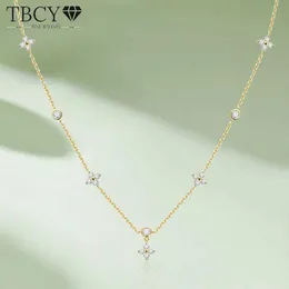 Kolye Kolyeleri Tbcyd Tüm Moissanit Kolye Kolye Kadınlar için Dört Yaprağı Yonca Bağlantı Zinciri Elmas Testi 925 STERLING Gümüş Fine Jewelry 240410