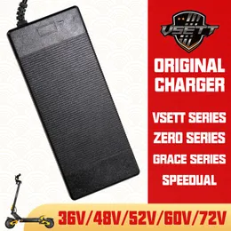 Original Charger for VSETT 8 8+ 9 9+ 10+ SPEEDUAL ZERO 9 10 8X 10X 11X Electric Scooter 48V 52V 60V 72V GX16 3-Pin EU US AUS UK