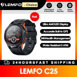 الساعات LEMFO C25 AMOLED SMART WATCH MEN SMARTHWATCH 2023 5ATM مقاوم للماء الاتصال بلوتوث 1.43 بوصة HD 466*466 شاشة 100+ الرياضة 30 يومًا