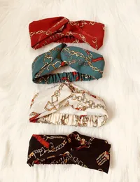 Новый дизайнер подражал шелковому повязке для женщин Big Children 2019 Fashion Hair Bands Women Girl Retro Turban Headwraps Gifts6814404