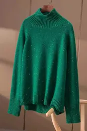 Sorto Beliarst 100% de lã pura Pullover de madrugada de malha casual outono / inverno espessamento feminino meio alto pescoço caxemira sweate