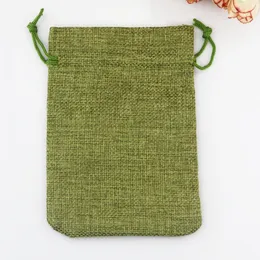 Wholesale 100Pcs/Lot Olive Green Jute Bags 7x9cm Small Burlap Gift Bag Pouches Favor Jewelry Charms Gifts Packaging Linen Bags