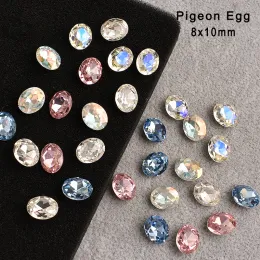 Decorations 8x10mm Pointed Bottom Pigeon Egg Nail Art Rhinestones Mixed Color High Quality Crystal Glass Oval Fingernail DIY Decorative
