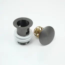 Matt Black Basin Sink Pop Up Drain Mässing Push Stopper Drain Plug Gold Badrum Sänkavfallsavlopp med och utan överflödeshål