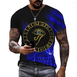 Erkek Tişörtleri Antik Yunan Erkekler 3D Baskı T-Shirt Gizemli Gözler Kısa Kollu Gömlek Retro Piramit Yazıt Basılı Tshirt