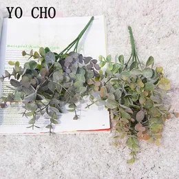 Yo Cho人工植物ユーカリの葉プラスチックグリーン植物偽のユーカリの葉を去る家庭の結婚式の森スタイルの装飾