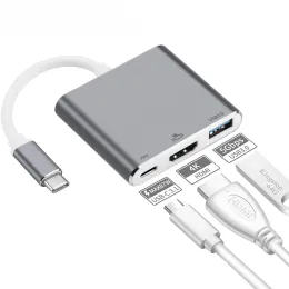 Stacje 3in1 Typ C do HDMI 4K USB3.0 5 Gb / s PD ładowanie dla laptopa MacBook PC Switch Telefon DEX DOC Dock C Station Station USBC