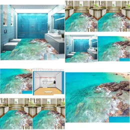 Sfondi 3D Sfondi da carta da parati in PVC Decorazione per la casa Pavimento Dipinto di surf sulla spiaggia pavimenti autoadesivi con goccia di goccia giardino dh1la