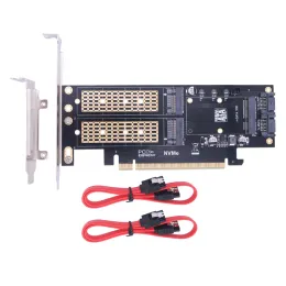 Kort M2 NVME SSD NGFF till PCIe 3.0 X16 Adapter M Key B Key MSATA PCI Express 3.0 M.2 NVME SSD M2 SATA SSD MSATA 3 I 1 Converter Riser