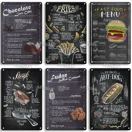 Artisian Food Menu Metal Tin Sign Vintage Metal Poster装飾的なプレートホームバースタジオ壁の装飾サインレトロメタルプラーク