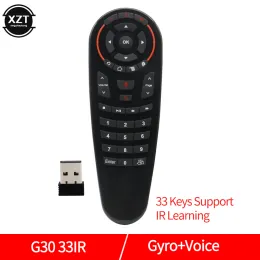 Box 2.4G Wireless G30S Google VOCE REMOTE CONTROLLO AIRO 33 Chiavi IR Learning Gyro Sensing Game Remote per Smart Android TV Box