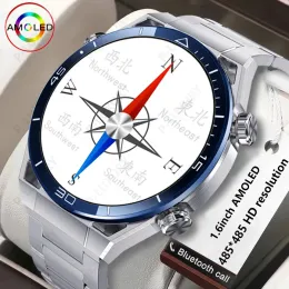 Relógios 2023 Novos SmartWatch Men 1,6 polegada 485*485 Tela AMOLED Assistente de voz NFC Local Music Player à prova d'água para Huawei Watch +Gift