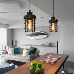 مصابيح سقف صناعية خمر منفردة تصميم قفص القفص الحديد المطبخ غرفة المعيشة شنقا الإضاءة المنزل 315H