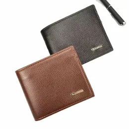 Äkta läder män plånböcker premium produkt äkta kohud plånböcker för man kort svart walet portefeuille homme g4xq#