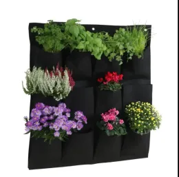 Pocket Vertical Garden Plant Grow Wall Påsar Planter Flower Tyg Pot Inhoor Hanging Black Tools Home Fabric Planting
