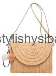 Cross Body Evening Bags Gras gewebtes Bag Strand Freizeit Womenes Fashion Vacation Oblique Rucksack Clip Handtasche H240410