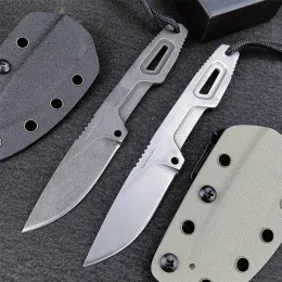 Satre Stone tvättade utomhusfasta blad Militärkniv Full Tang D2 Steel Survival EDC Pocket Knives With Kydex Sheath Hunt Camp Tools