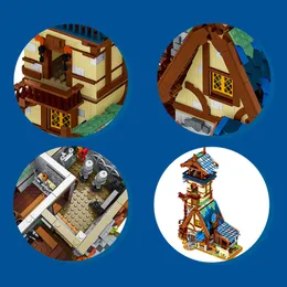 3061PCS Series Medieval Series Town Watchtower Model Creative Building Build City Horse House Bricks DIY Gift for Children Friend
