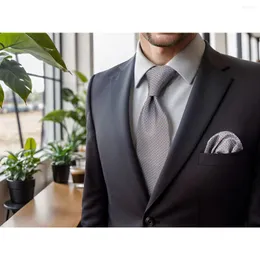 Laço amarra a96 pontogray branco para homens gravatas de seda de bolso de bolso conjunta de bolso de bolso de presente de presente esbelto